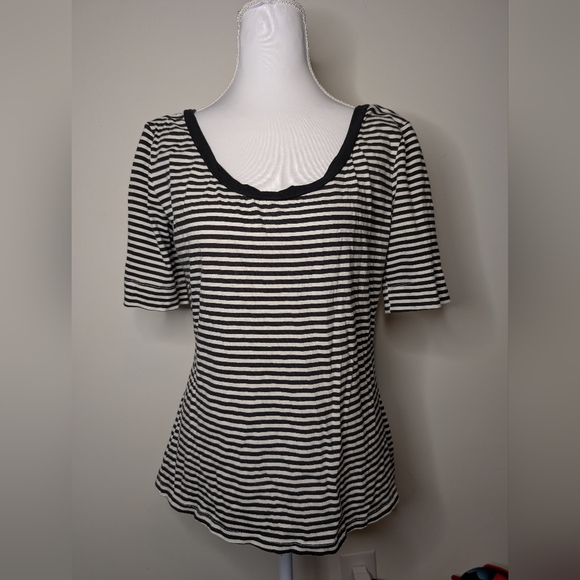 Xhilaration Tops - Xhilaration Y2K Striped Black and White Cap Sleeve Top XL